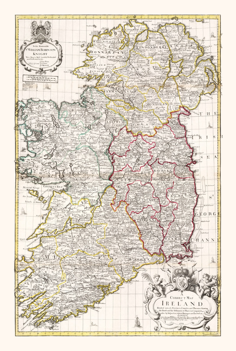 Size comparison using Vintage Map of Ireland 1714