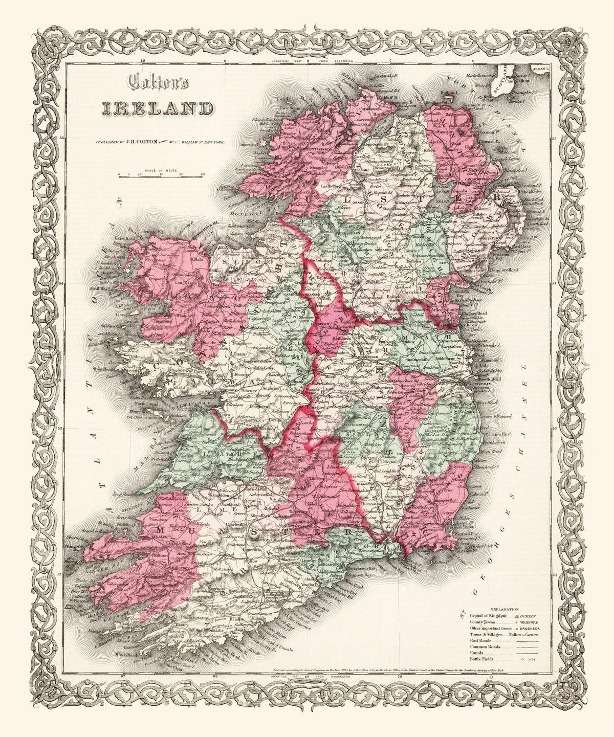 Preview of Vintage Map of Ireland 1865