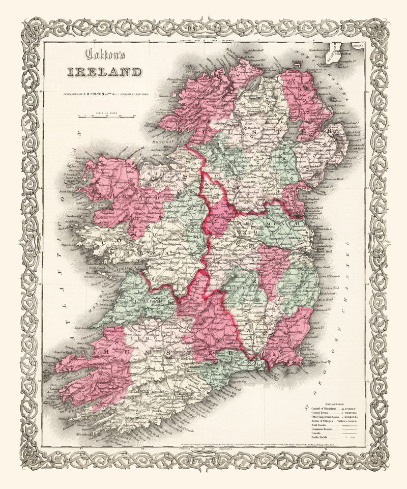 Size comparison using Vintage Map of Ireland 1865
