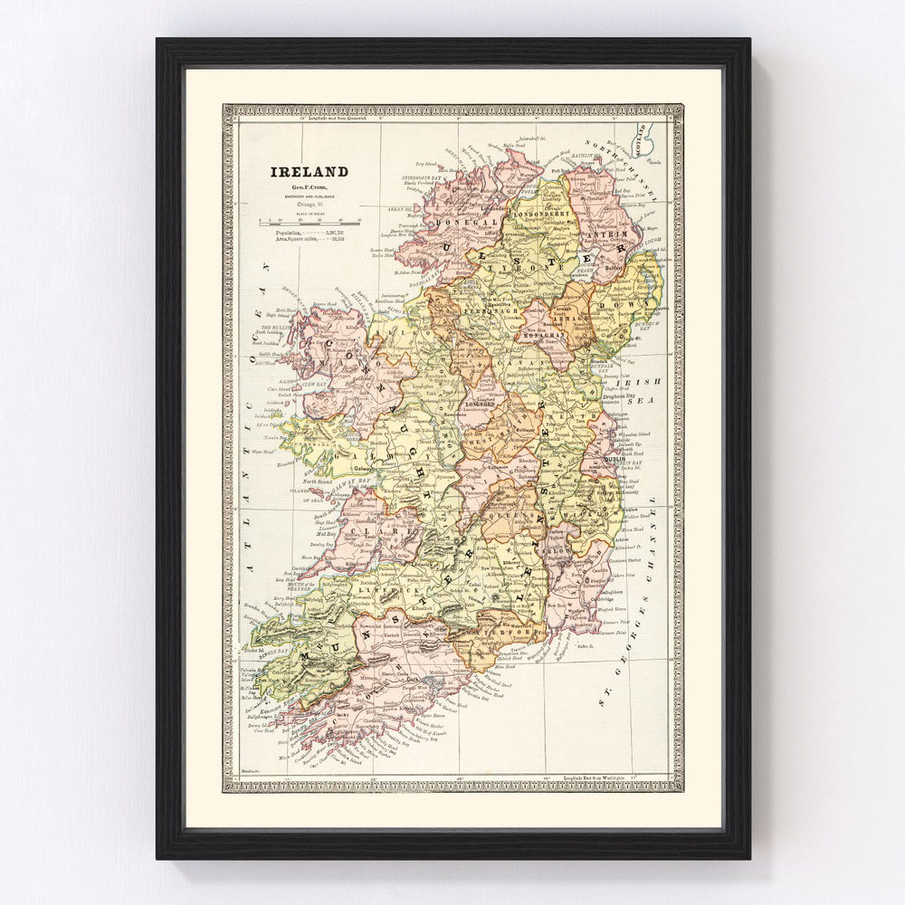 Ireland Vintage Map 1883