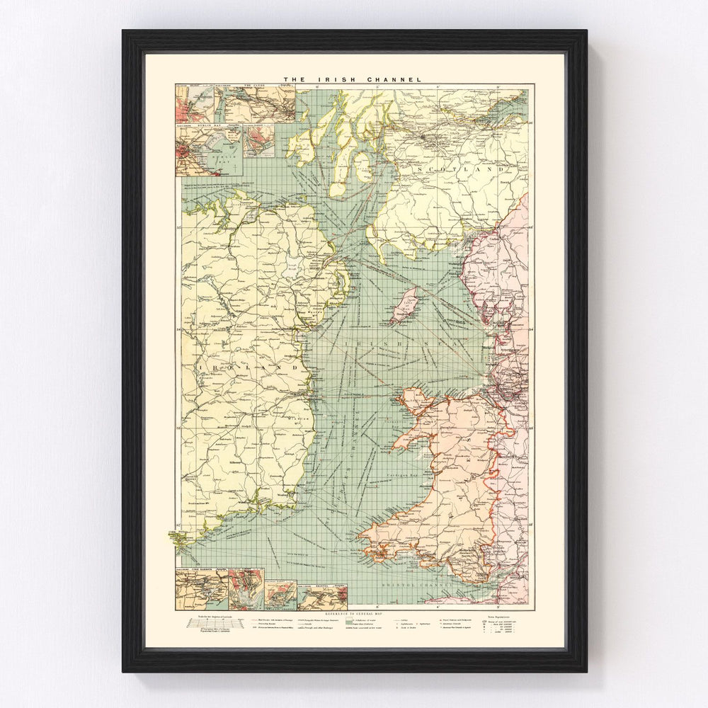 The Irish Channel Vintage Map 1905