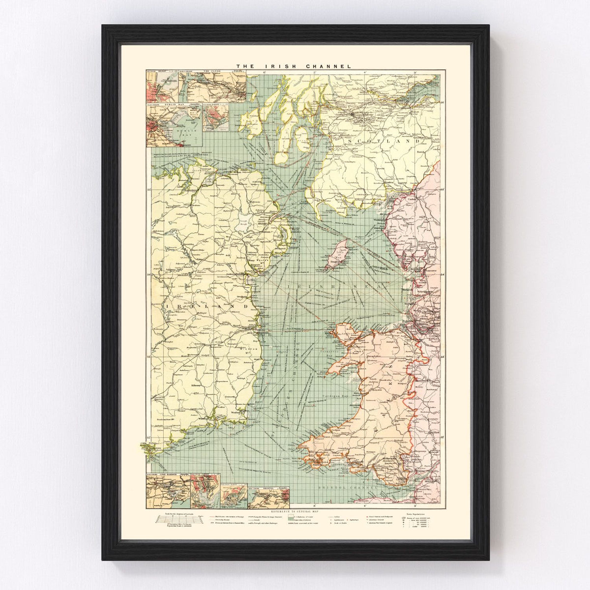 The Irish Channel Vintage Map 1905