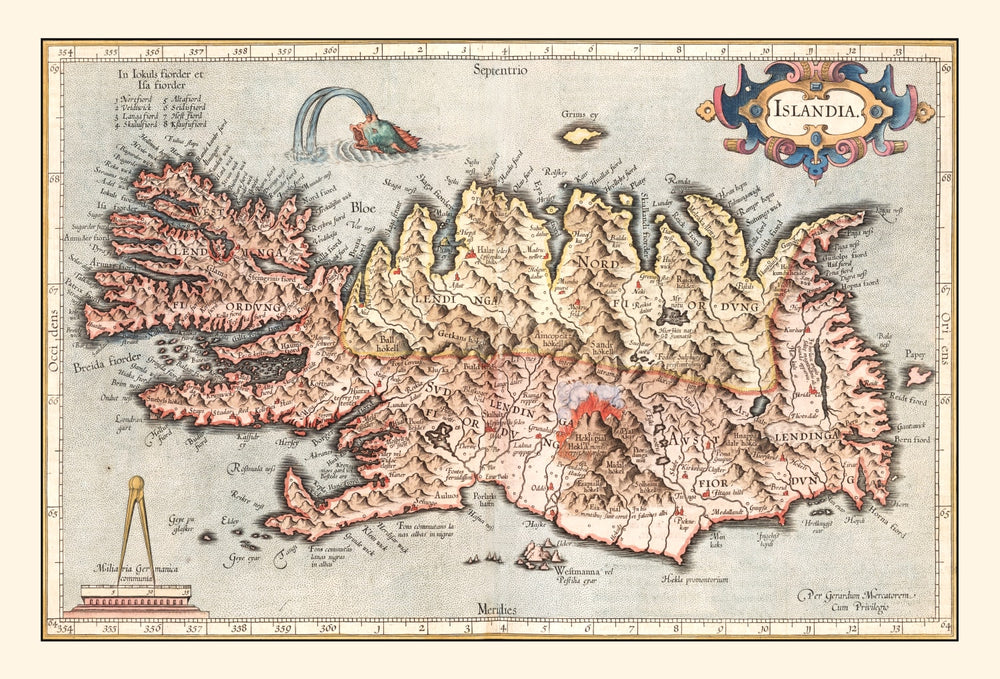 Vintage Map of Iceland 1623 print style example