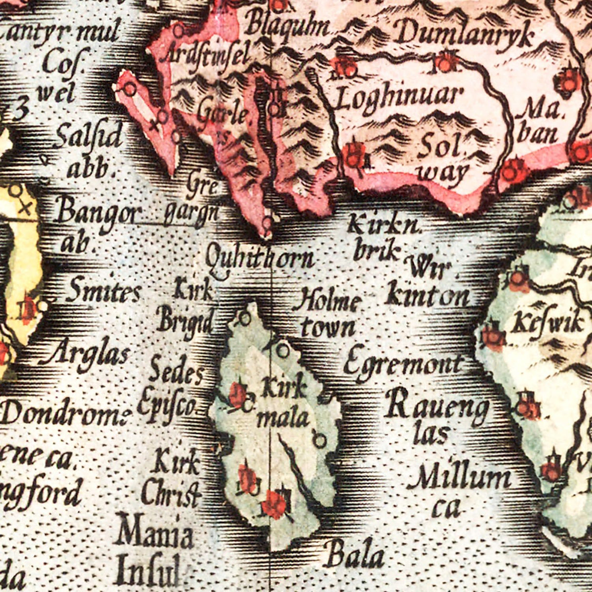 Restored historic details from the 1623 country map of County