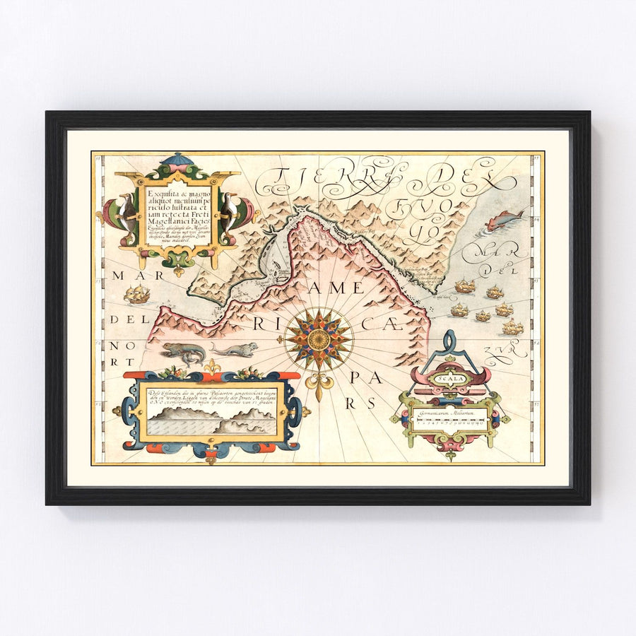 Chile, Argentina Vintage Map 1623