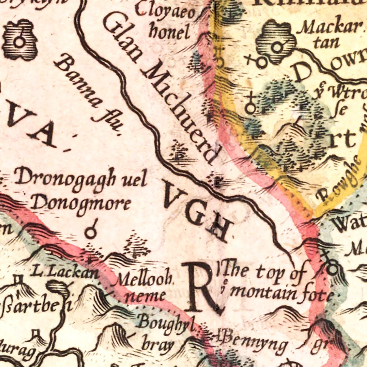 Restored historic details from the 1623 region map of County