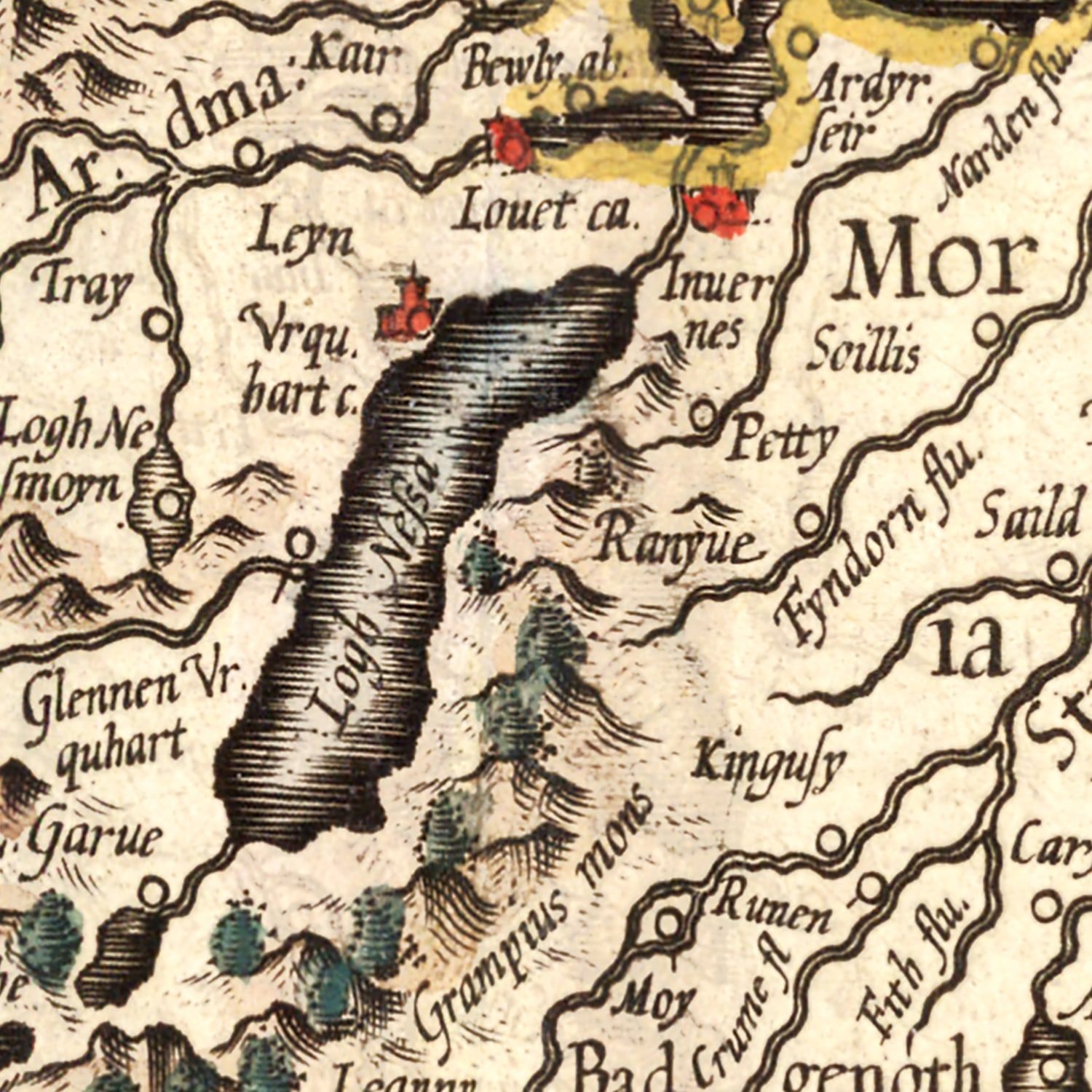 Restored historic details from the 1623 country map of County