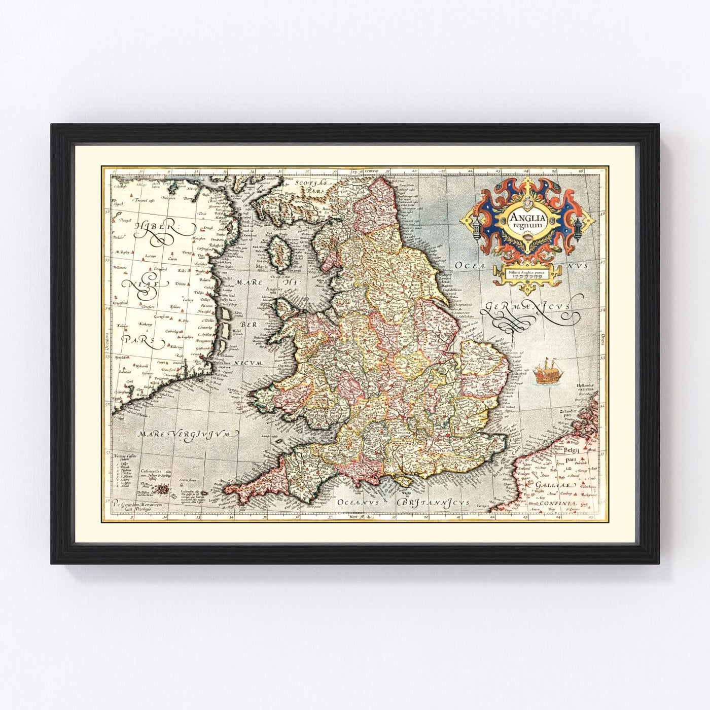 England, Wales Vintage Map 1623