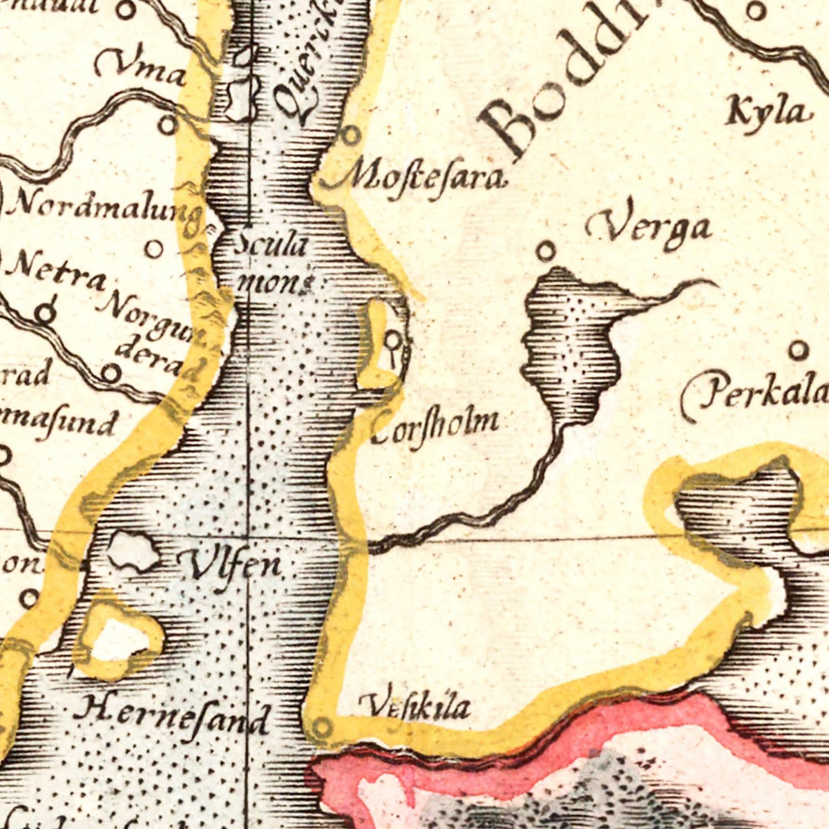 Restored historic details from the 1623 country map of County