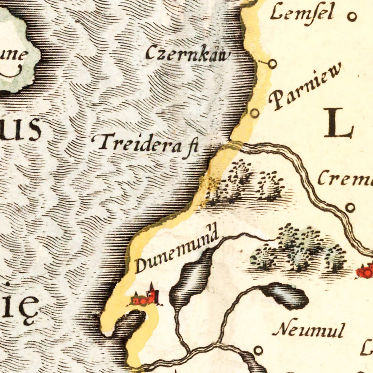 Restored historic details from the 1623 country map of County