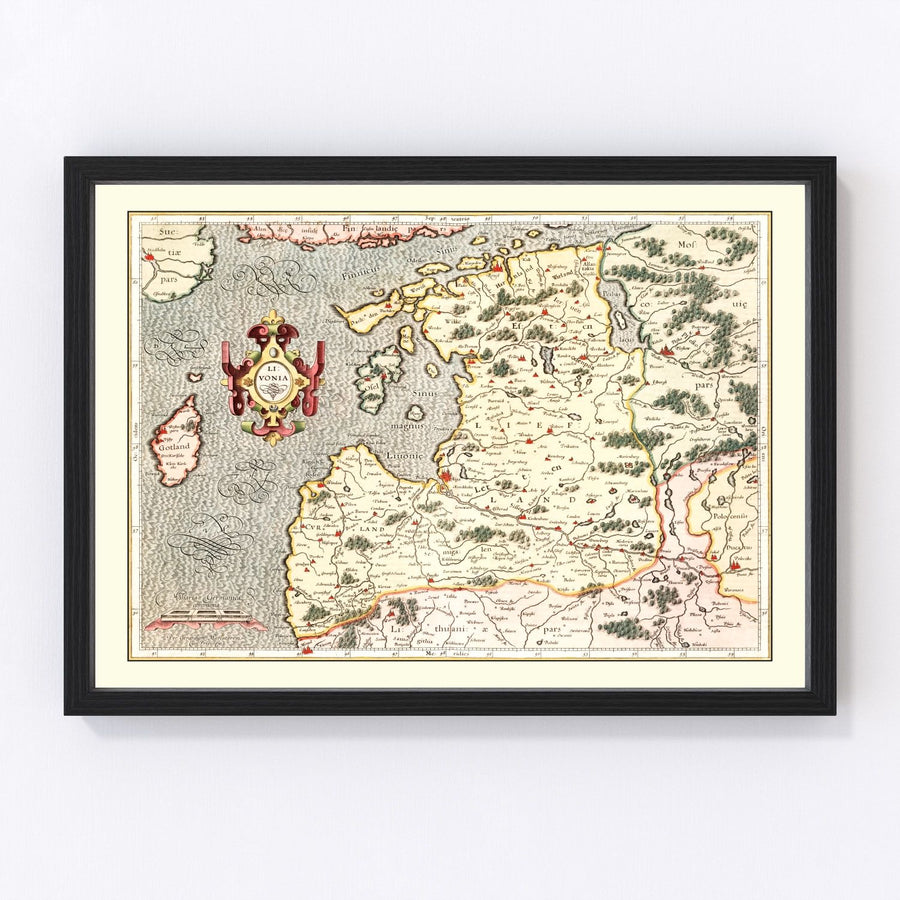 Vintage Map of Latvia 1623