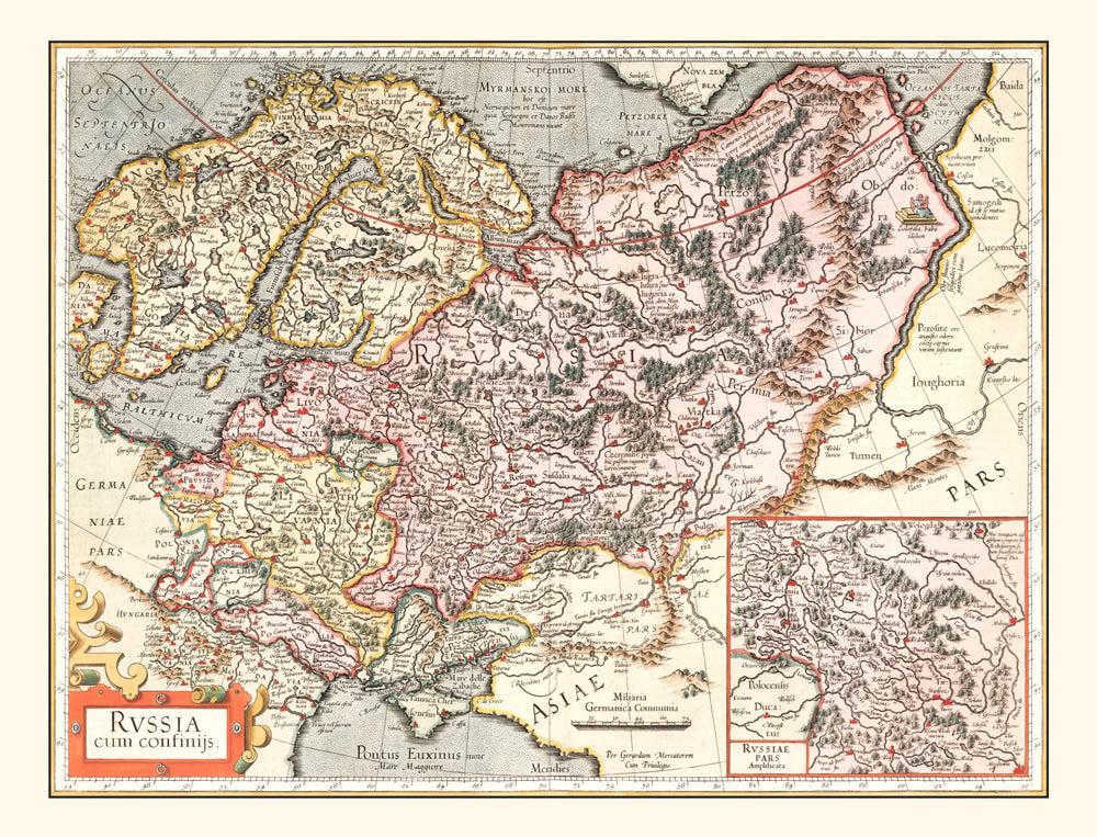 Vintage Map of Russia 1623 print style example