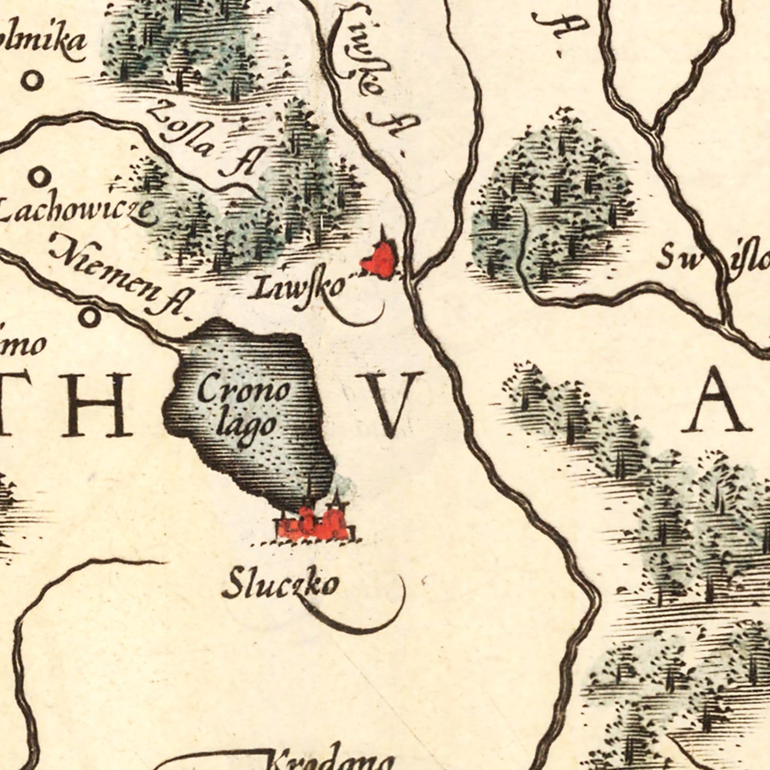 Restored historic details from the 1623 country map of County