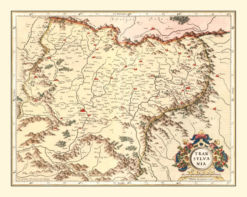 Size comparison using Vintage Map of Transylvania (Romania) 1623