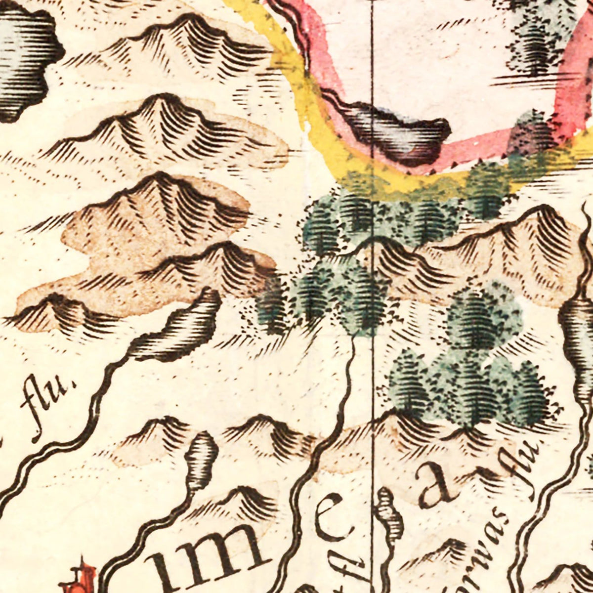 Restored historic details from the 1623 country map of County