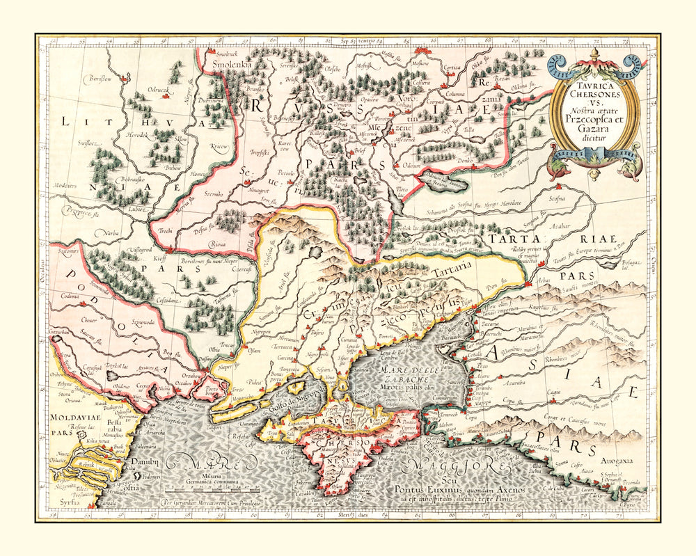 Vintage Map of Ukraine & Russia 1623 print style example