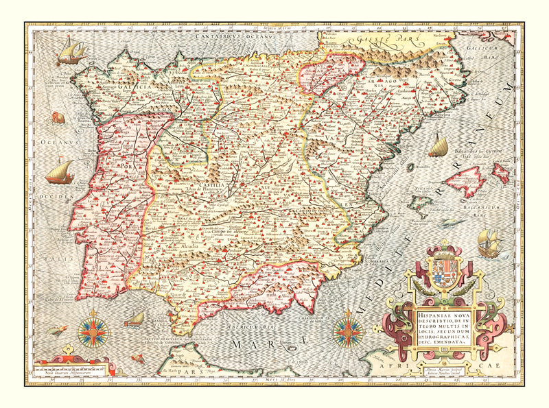 Size comparison using Vintage Map of Spain 1623