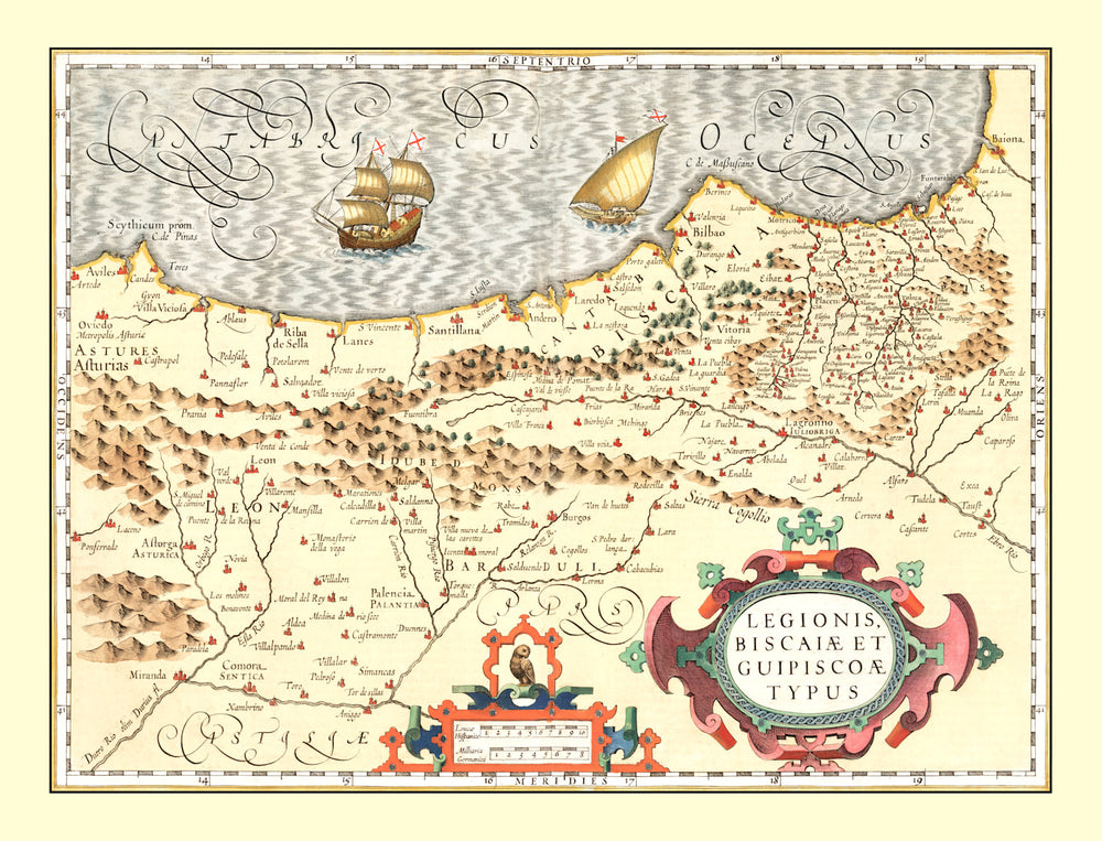 Vintage Map of Basque Regions of Spain, 1623 print style example