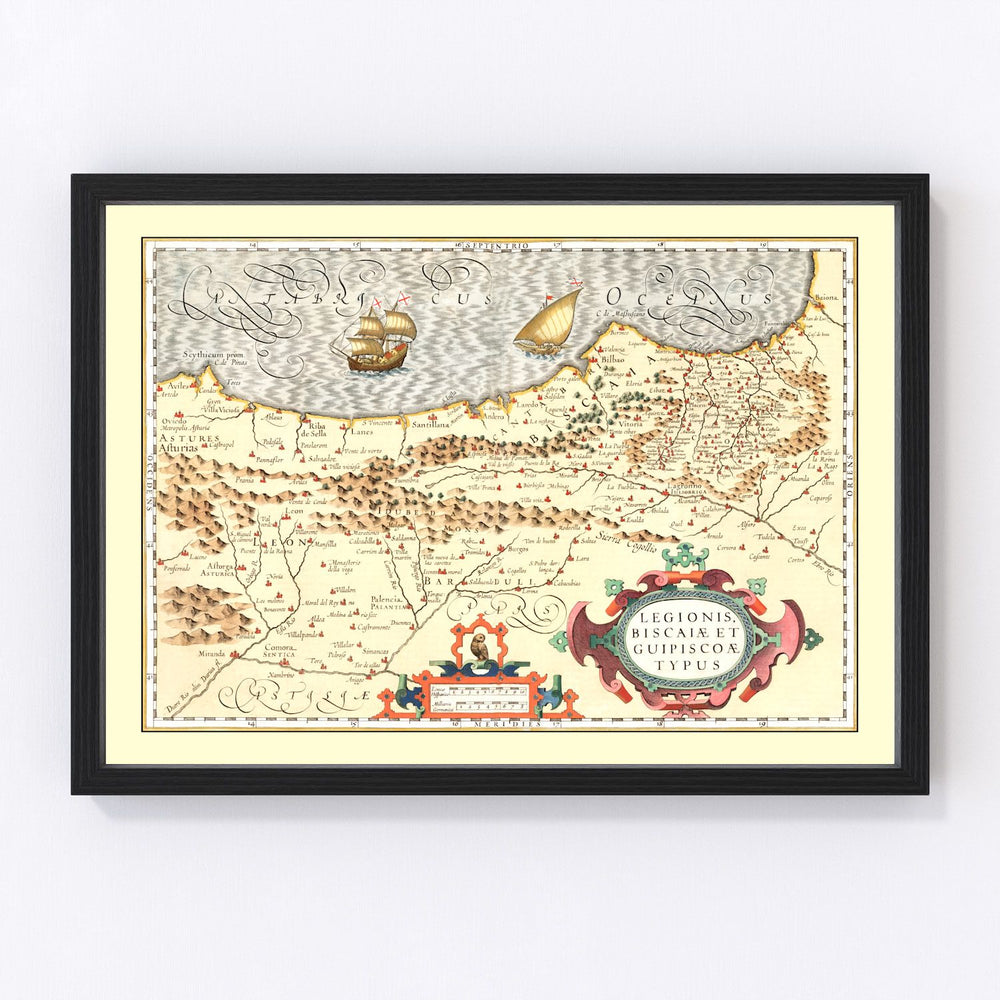 Basque Regions of Spain Vintage Map 1623