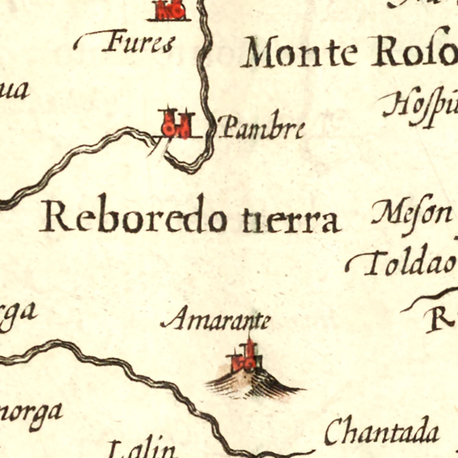 Restored historic details from the 1623 region map of County