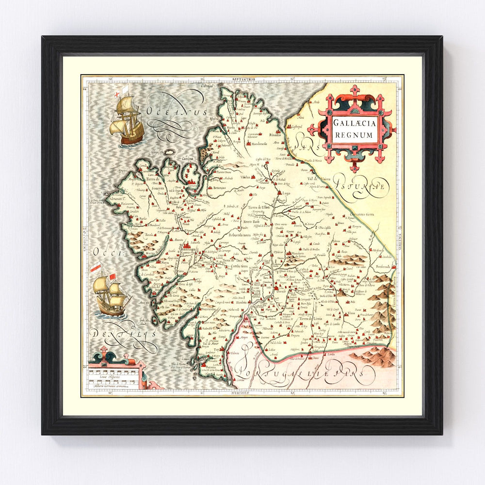 Galicia Spain Vintage Map 1623