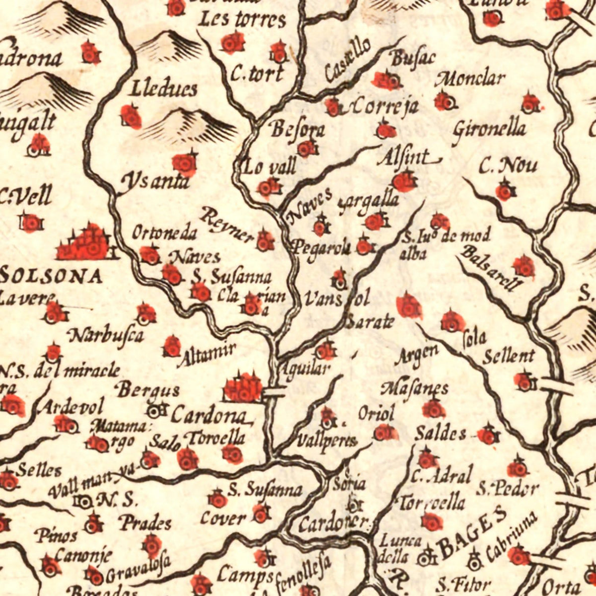 Restored historic details from the 1623 region map of County