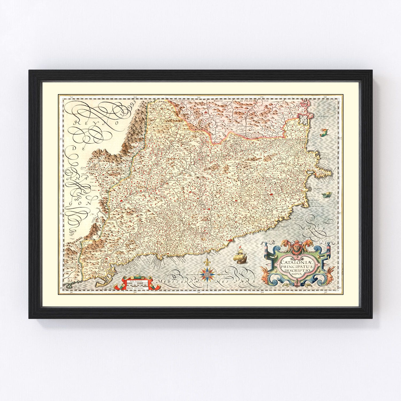 Catalonia Spain  Vintage Map 1623