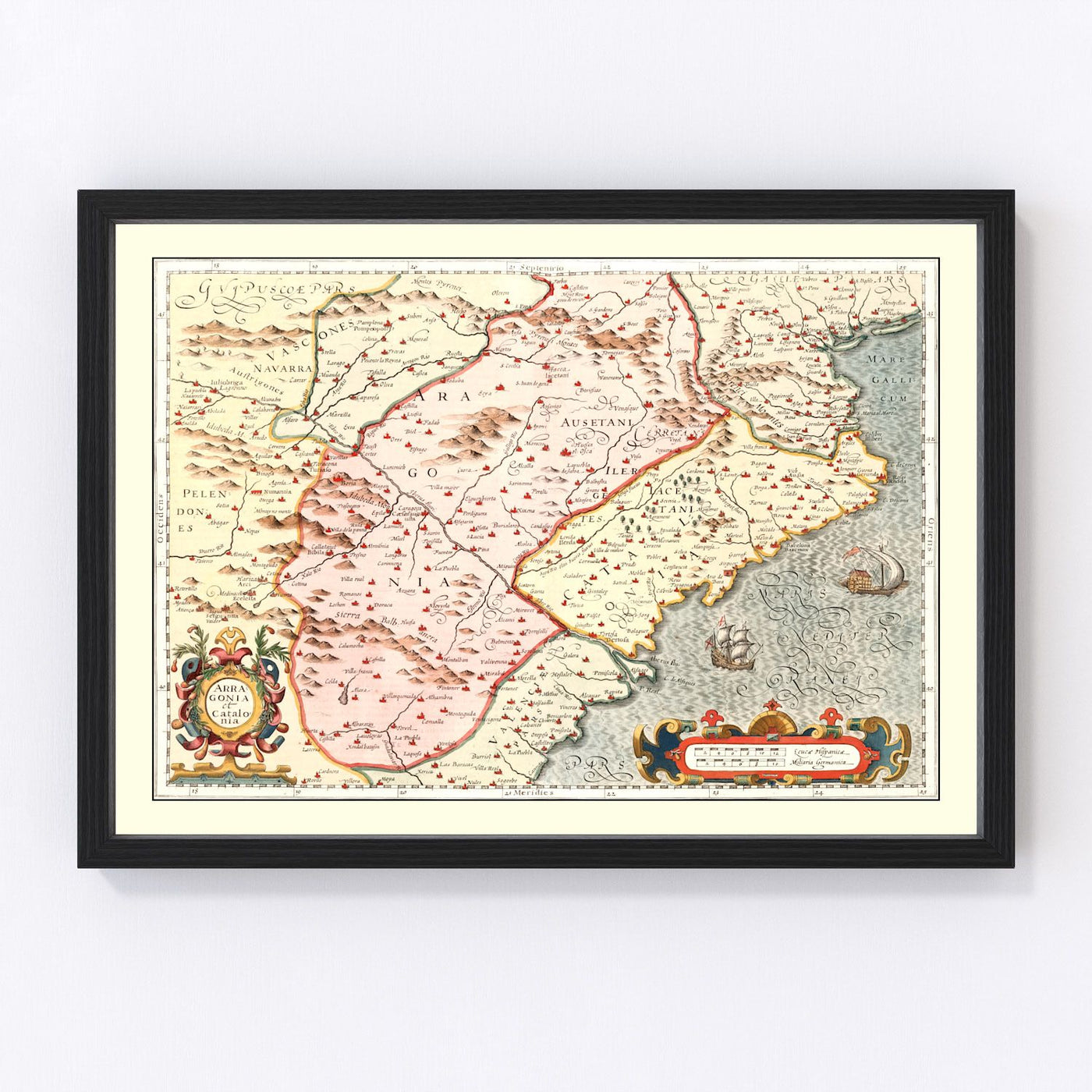 Aragon & Catalonia Spain Vintage Map 1623