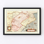 Aragon & Catalonia Spain Vintage Map 1623