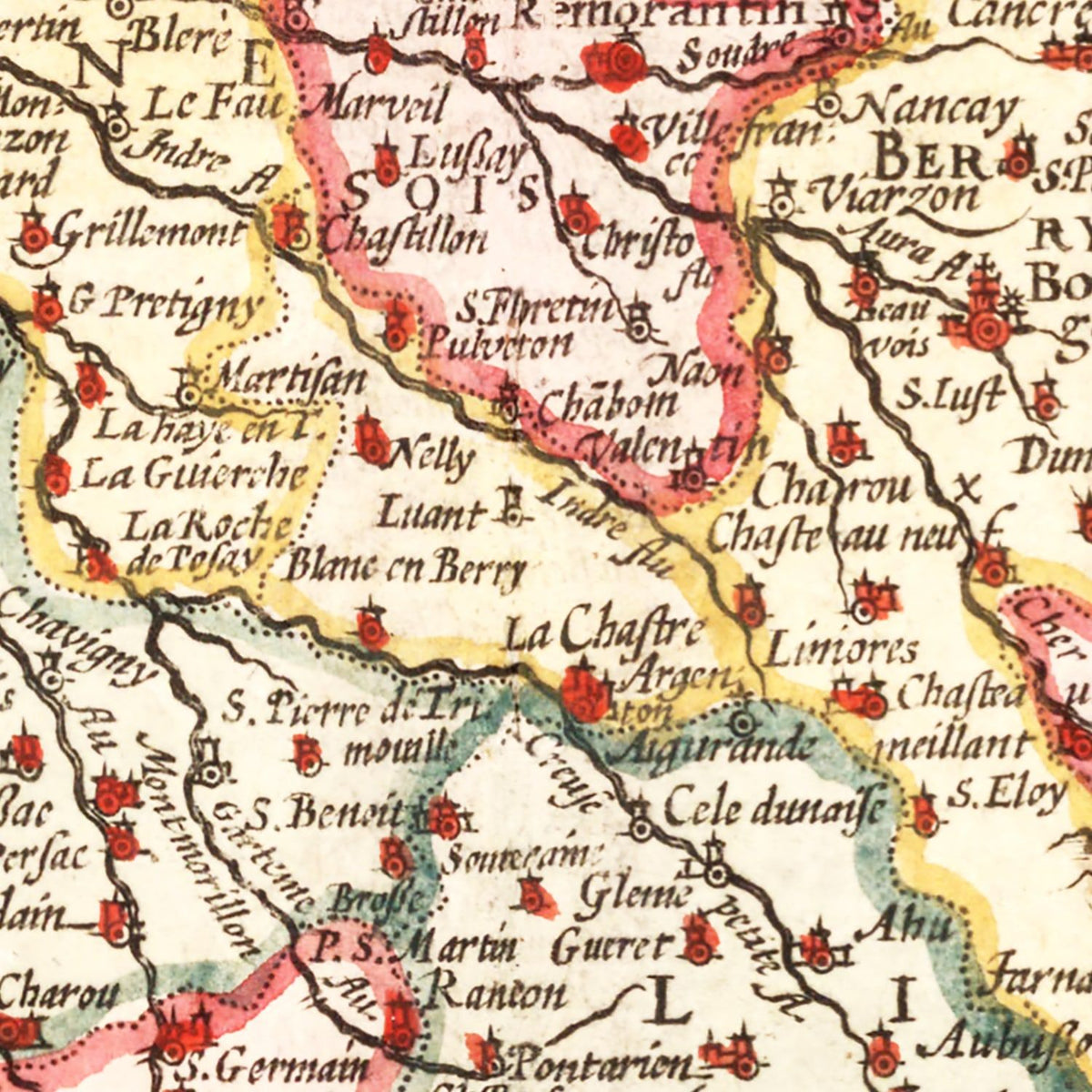 Restored historic details from the 1623 region map of County