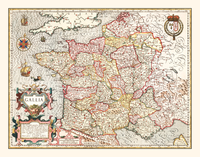 Size comparison using Vintage Map of Gaul France, 1623