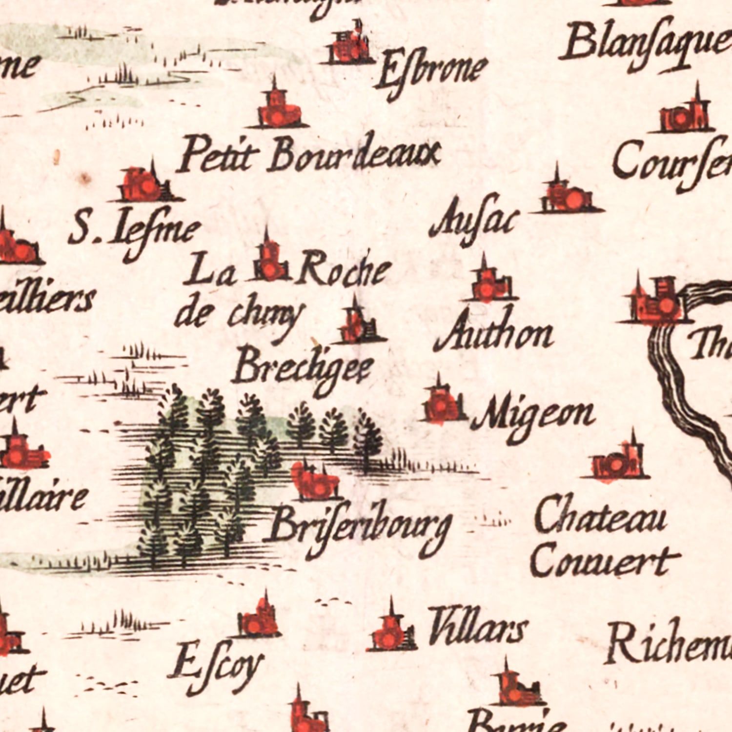 Restored historic details from the 1623 region map of County