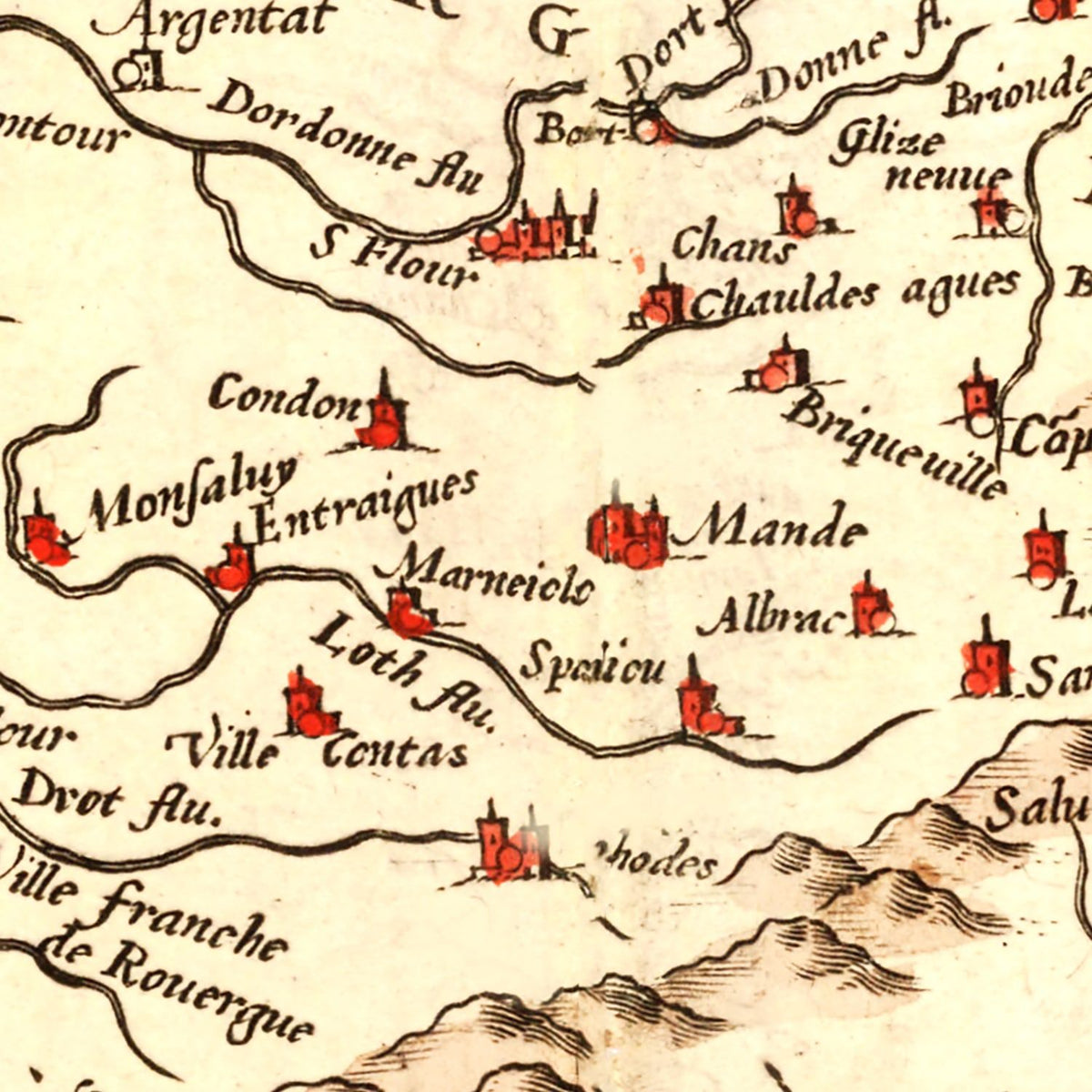 Restored historic details from the 1623 region map of County