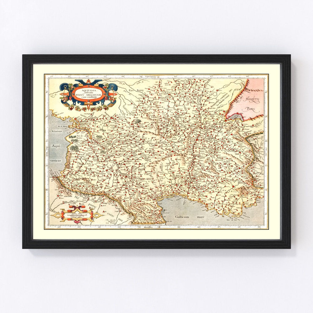 Aquitaine France Vintage Map 1623