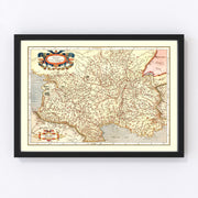 Aquitaine France Vintage Map 1623