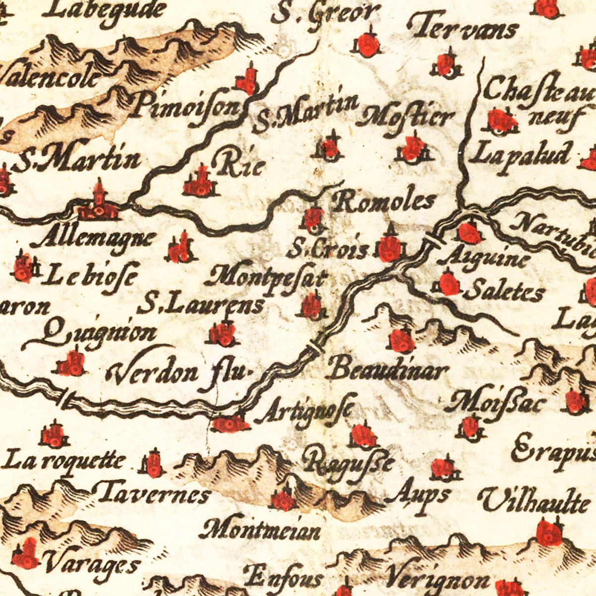 Restored historic details from the 1623 region map of County