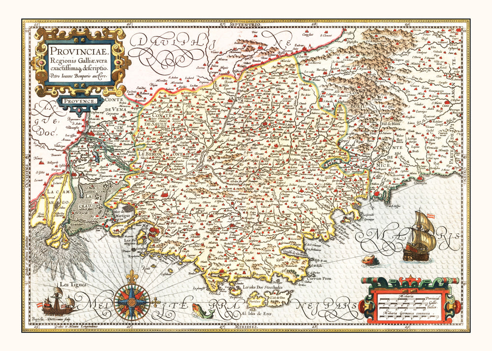 Vintage Map of Gaul Region of France, 1623 print style example