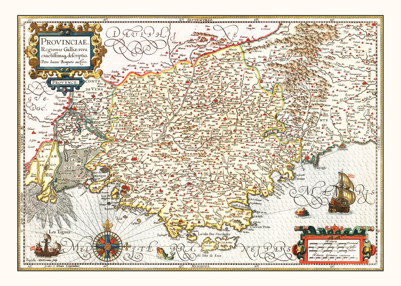 Size comparison using Vintage Map of Gaul Region of France, 1623