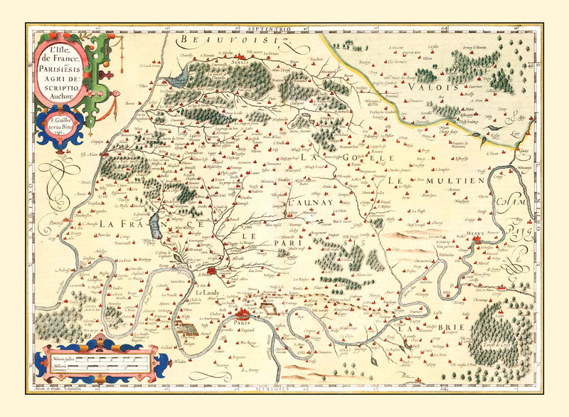 Size comparison using Vintage Map of Isle of France, 1623