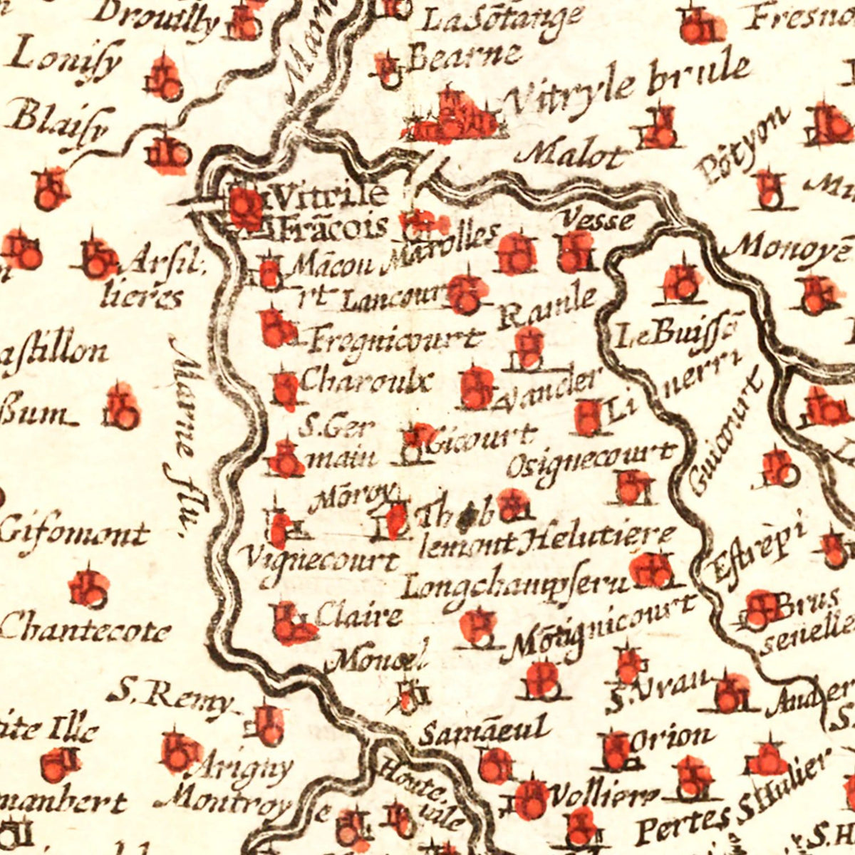 Restored historic details from the 1623 region map of County