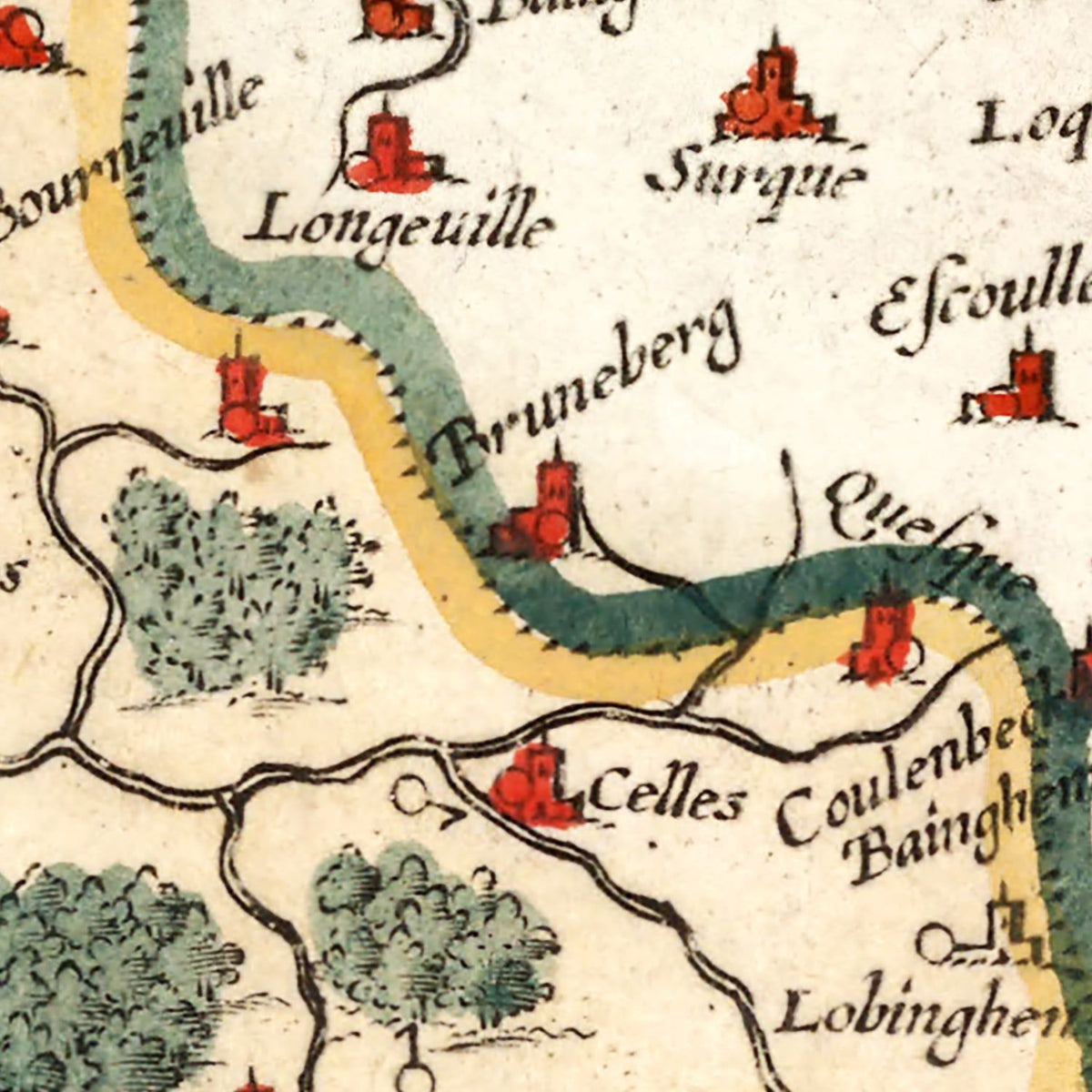 Restored historic details from the 1623 region map of County