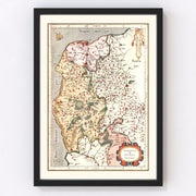 Boulon & Guines France Vintage Map 1623