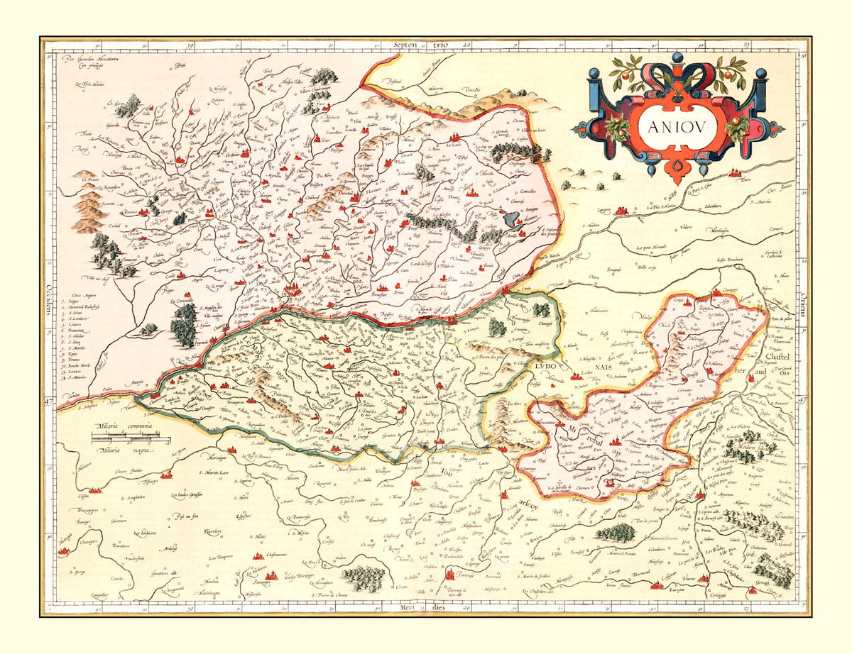 Preview of Vintage Map of Anjou France, 1623