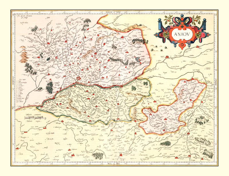 Size comparison using Vintage Map of Anjou France, 1623