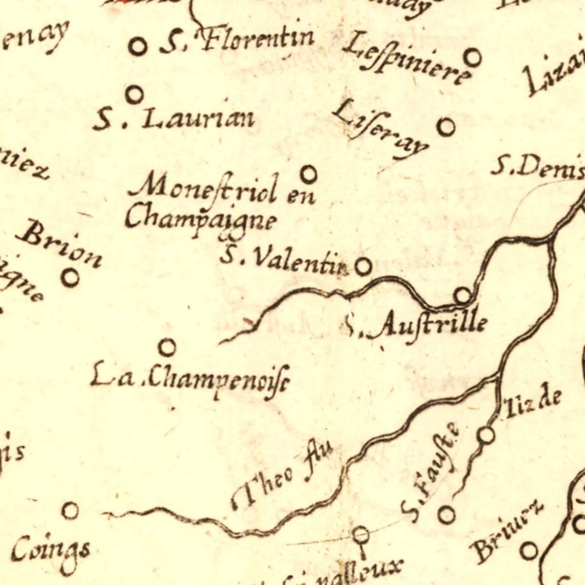 Restored historic details from the 1623 region map of County