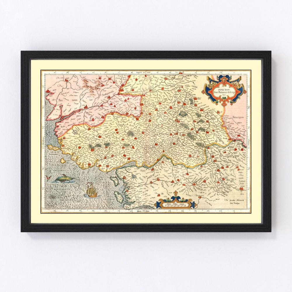 Poitou France Vintage Map 1623