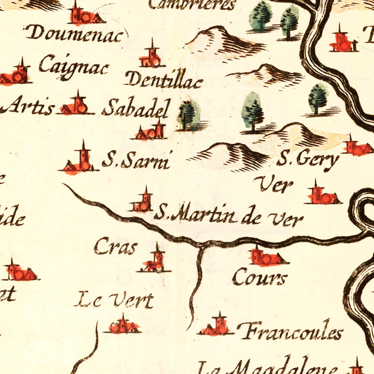 Restored historic details from the 1623 region map of County