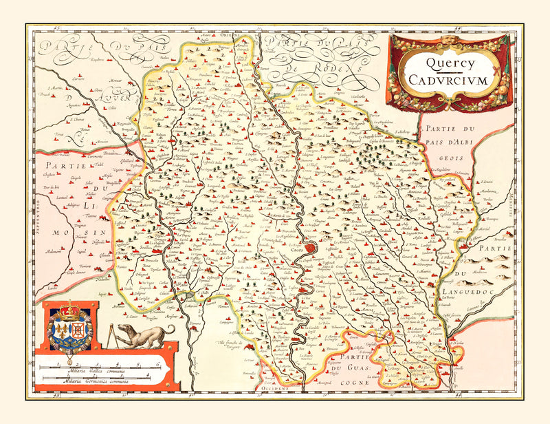 Size comparison using Vintage Map of Quercy France, 1623