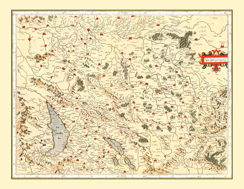 Size comparison using Vintage Map of Burgundy France, 1623