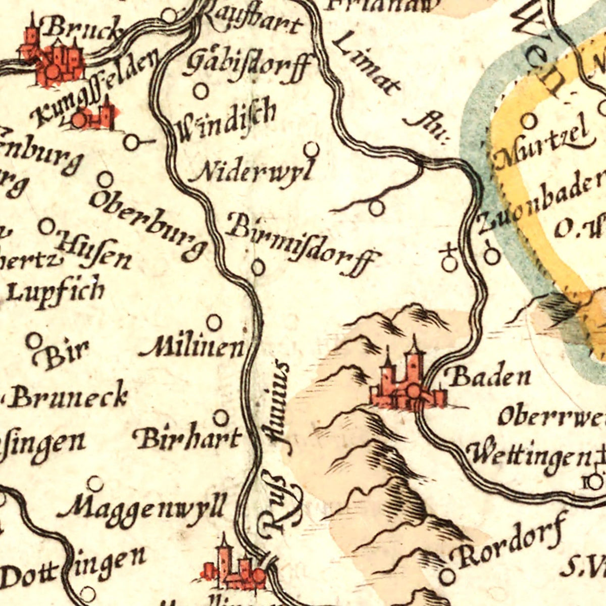 Restored historic details from the 1623 region map of County